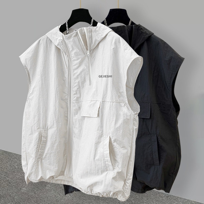 Streetwear Brand Hoodies - Colete Masculino de Seda Gelada com
