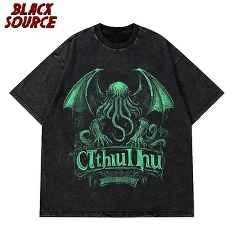 Streetwear Brand Italy - D0105 Camisetas Cthulhu Verdes de Tamanho