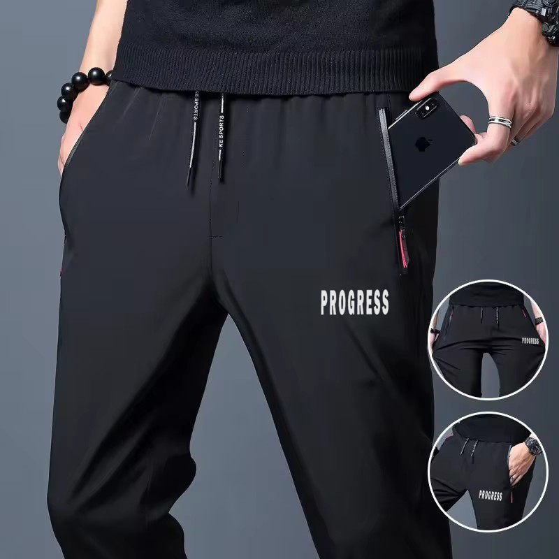 Streetwear Brand Joggers - PROGRESS Calças retas casuais masculinas estampadas