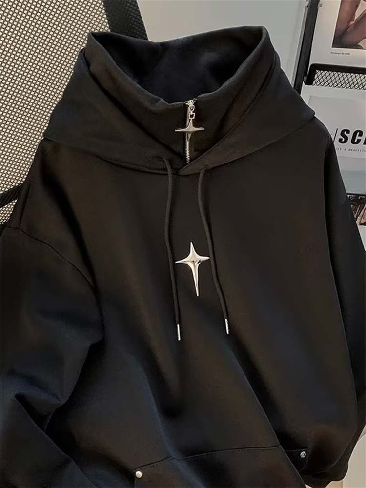 Moletom com Capuz de Gola Alta - Streetwear Brand Hoodies avaliação e preço