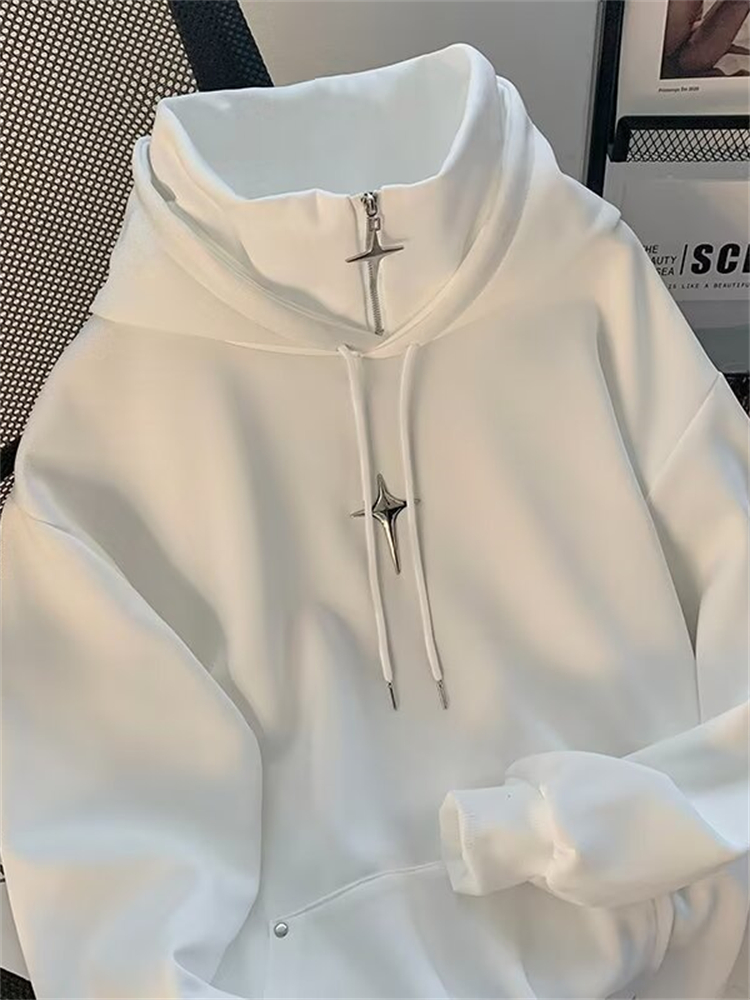 Moletom com Capuz de Gola Alta - Streetwear Brand Hoodies avaliação e preço