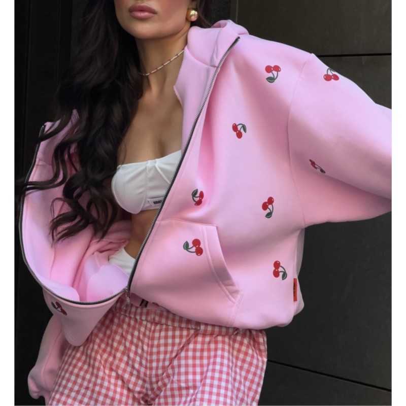Feminino cereja impresso molet - Streetwear Brand Hoodies avaliação e preço