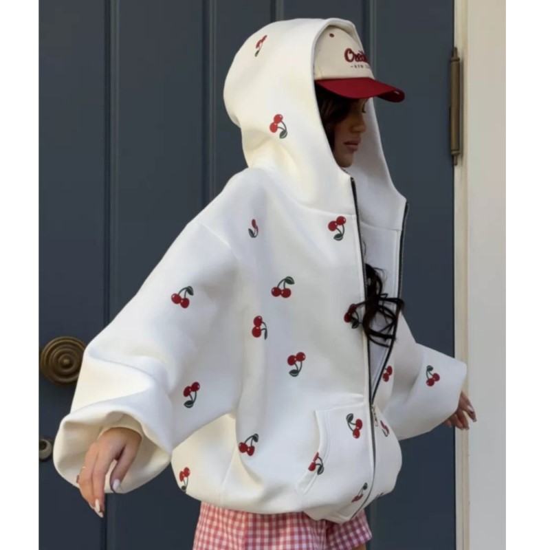 Feminino cereja impresso molet - Streetwear Brand Hoodies avaliação e preço