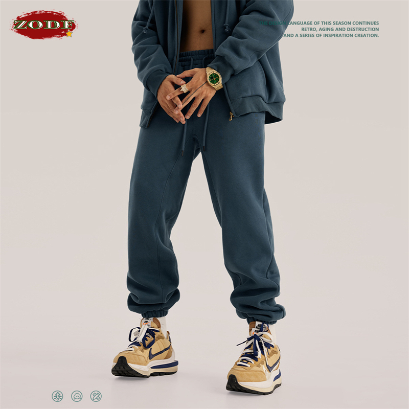 Zodf moda masculina 345gsm vel - Streetwear Brand Joggers avaliação e preço